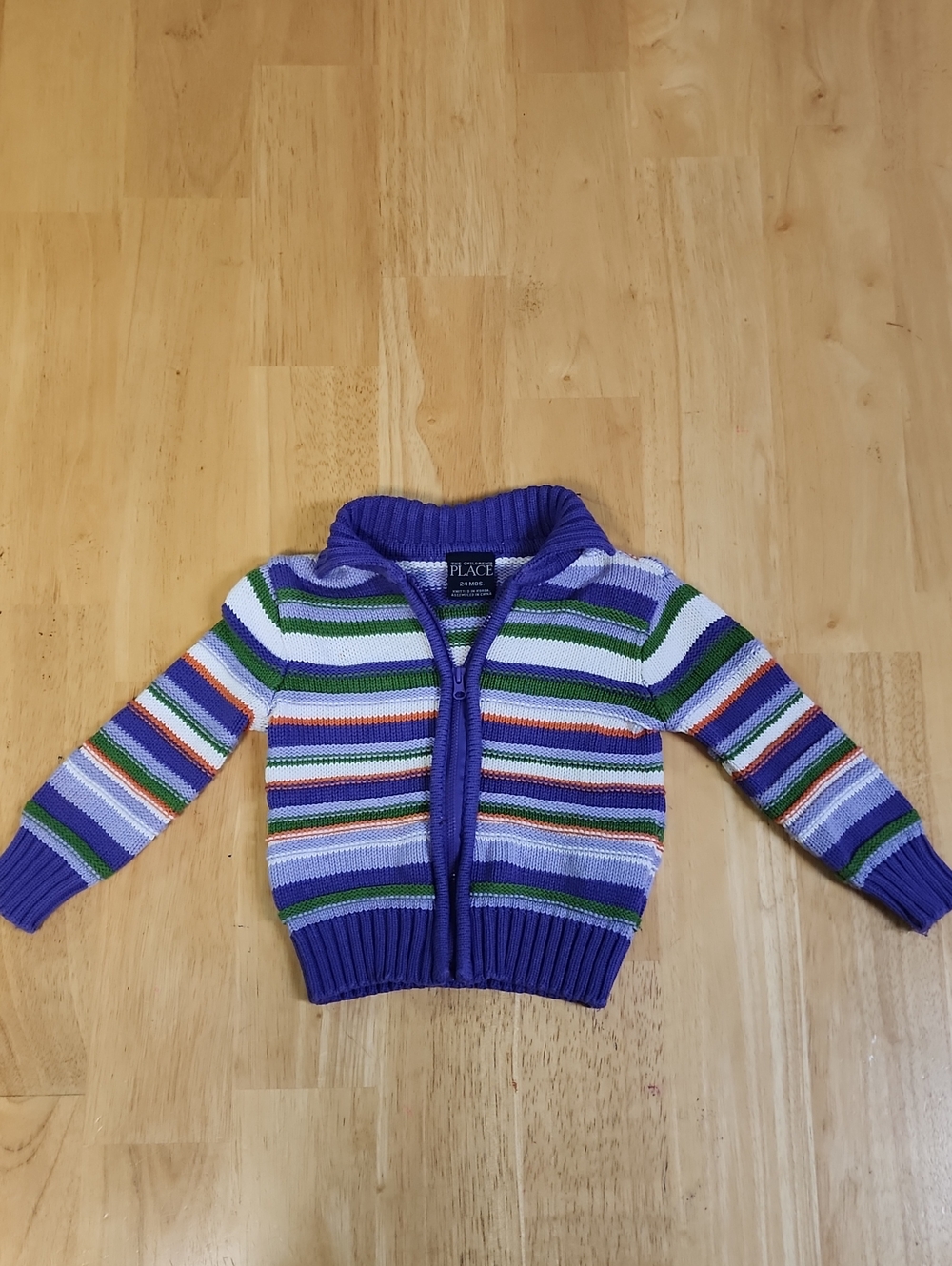 Vintage The Children's Place Y2K Striped Zip Knit Sweater Jacket 24M GUC